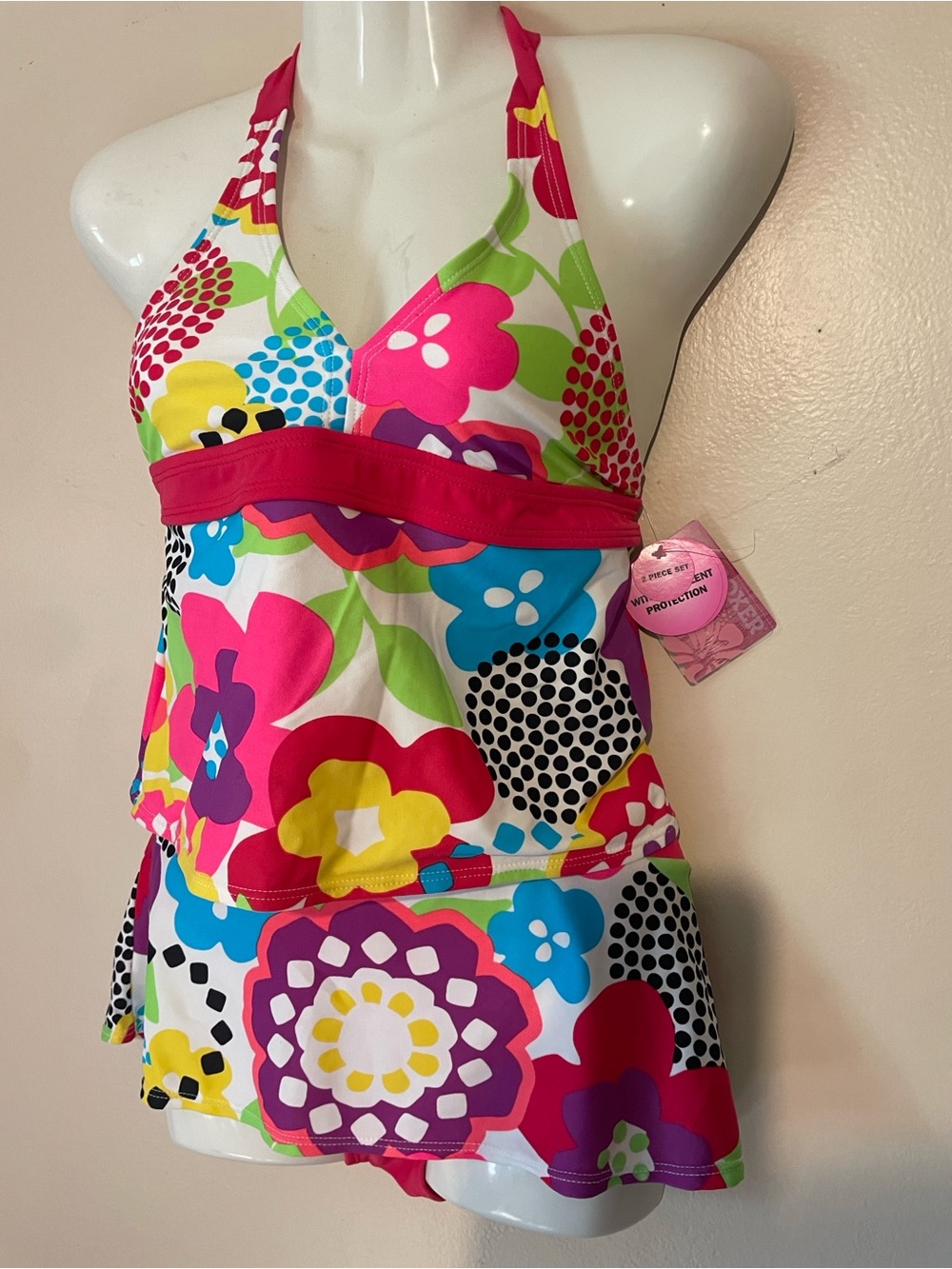 Girls Joe Boxer Tankini swimsuit size 12 1/2 NWT Vintage